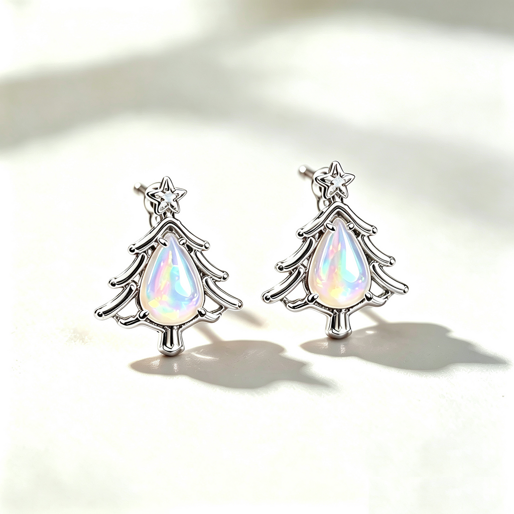 Christmas Tree Opal Stud Earrings
