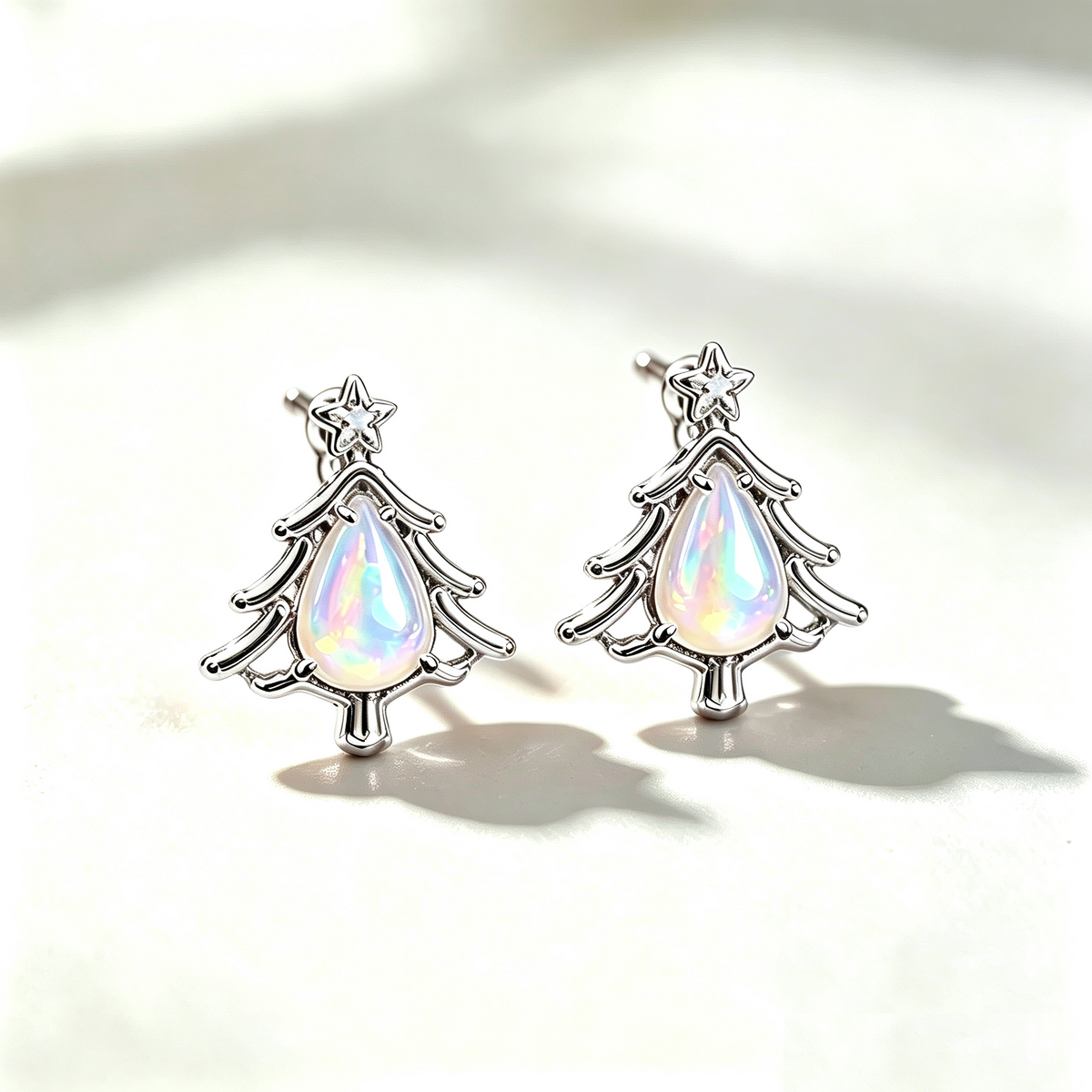 Christmas Tree Opal Stud Earrings