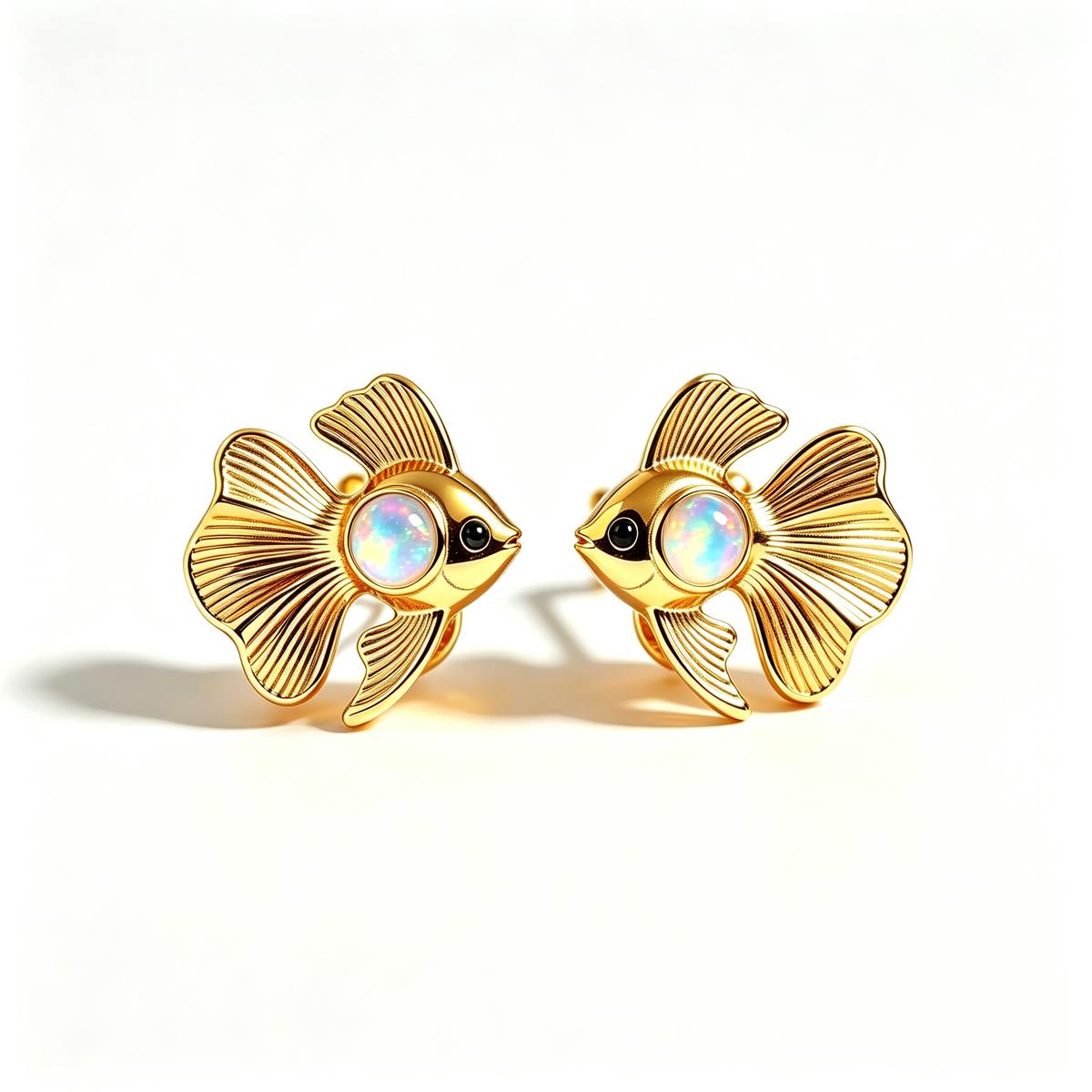 Fish Opal Stud Earrings