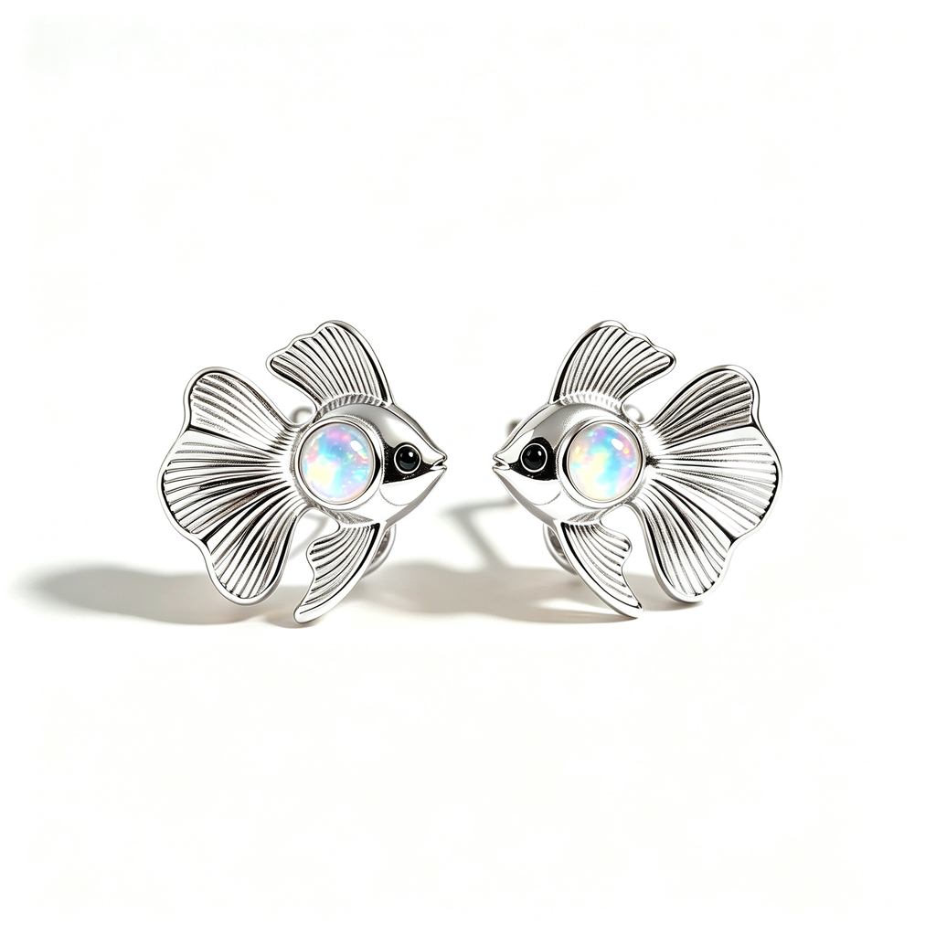 Fish Opal Stud Earrings