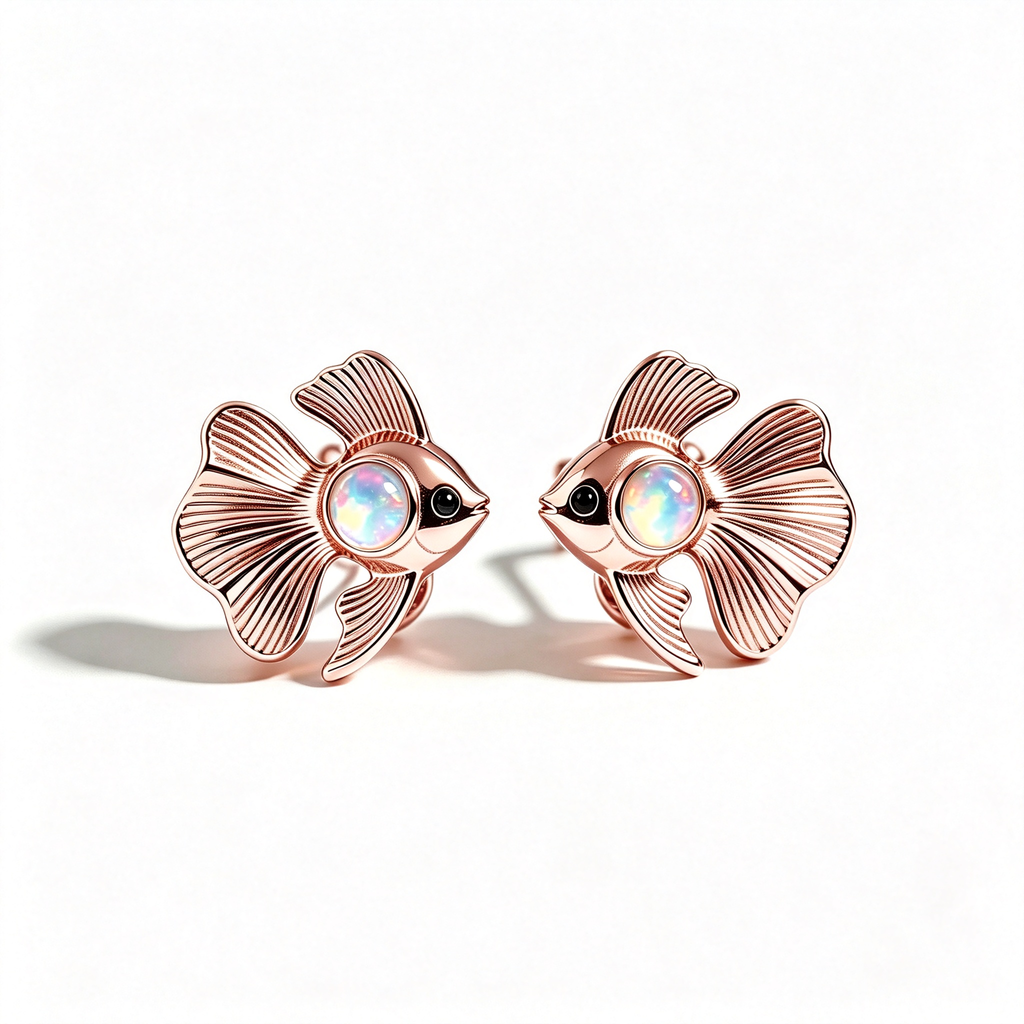 Fish Opal Stud Earrings