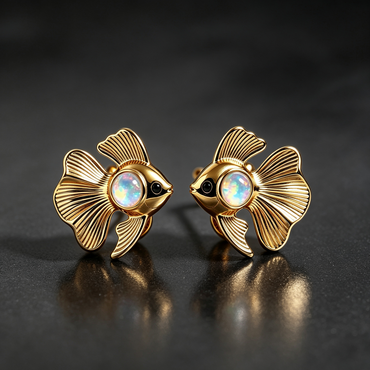 Fish Opal Stud Earrings