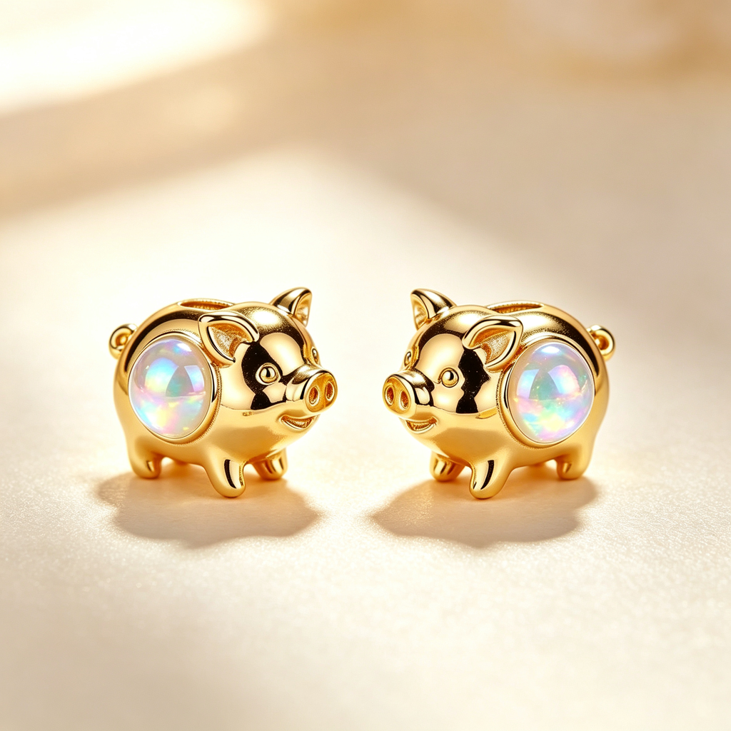 Pig Opal Stud Earrings