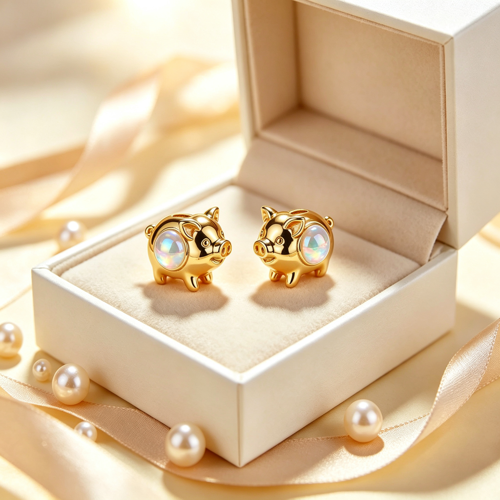 Pig Opal Stud Earrings