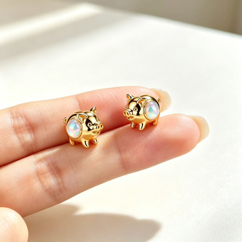 Pig Opal Stud Earrings