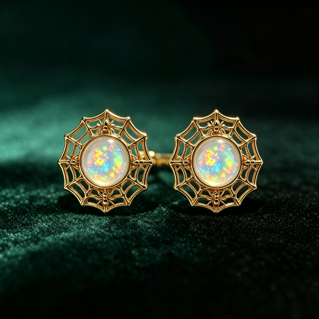 Spider Opal Stud Earrings