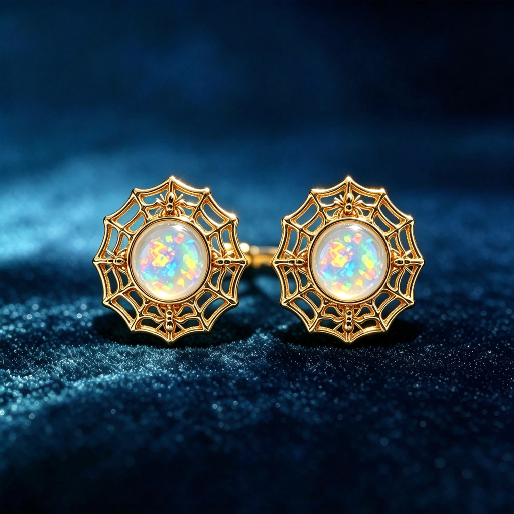 Spider Opal Stud Earrings