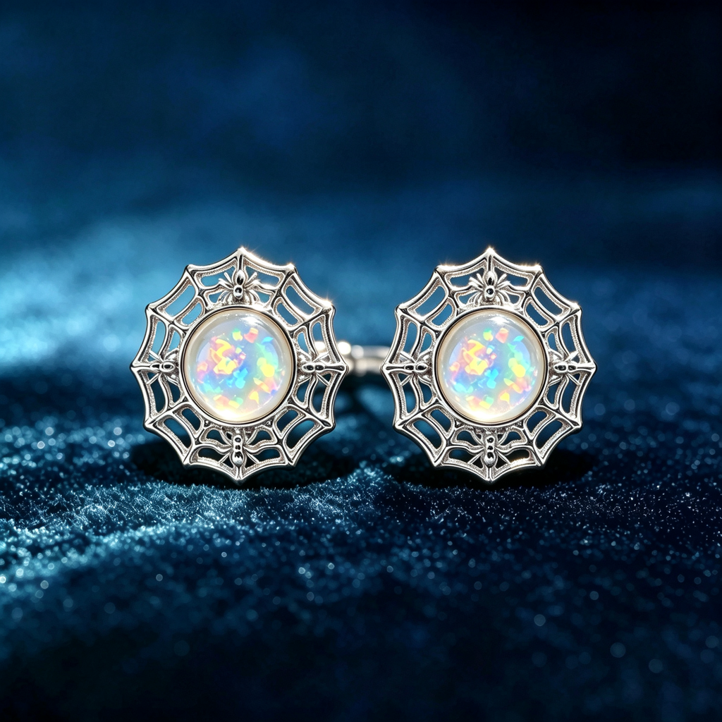 Spider Opal Stud Earrings