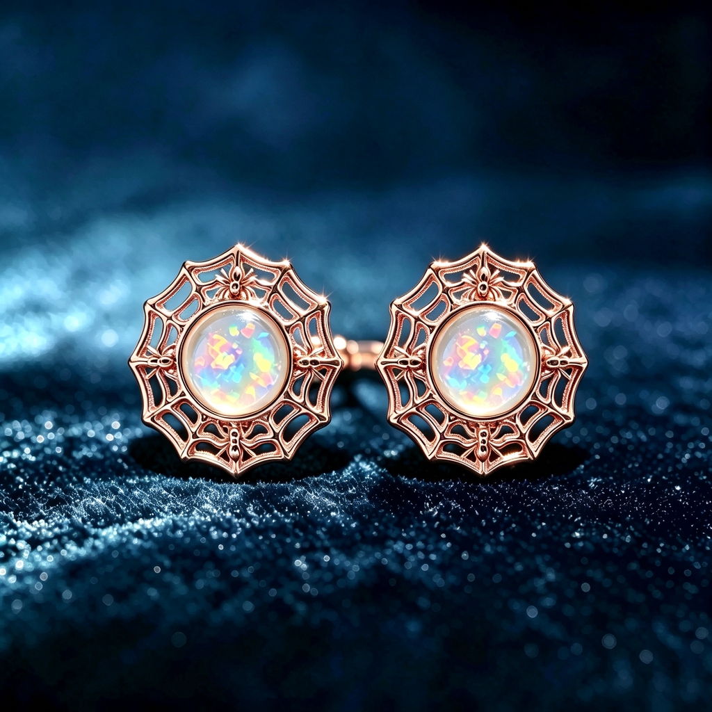 Spider Opal Stud Earrings