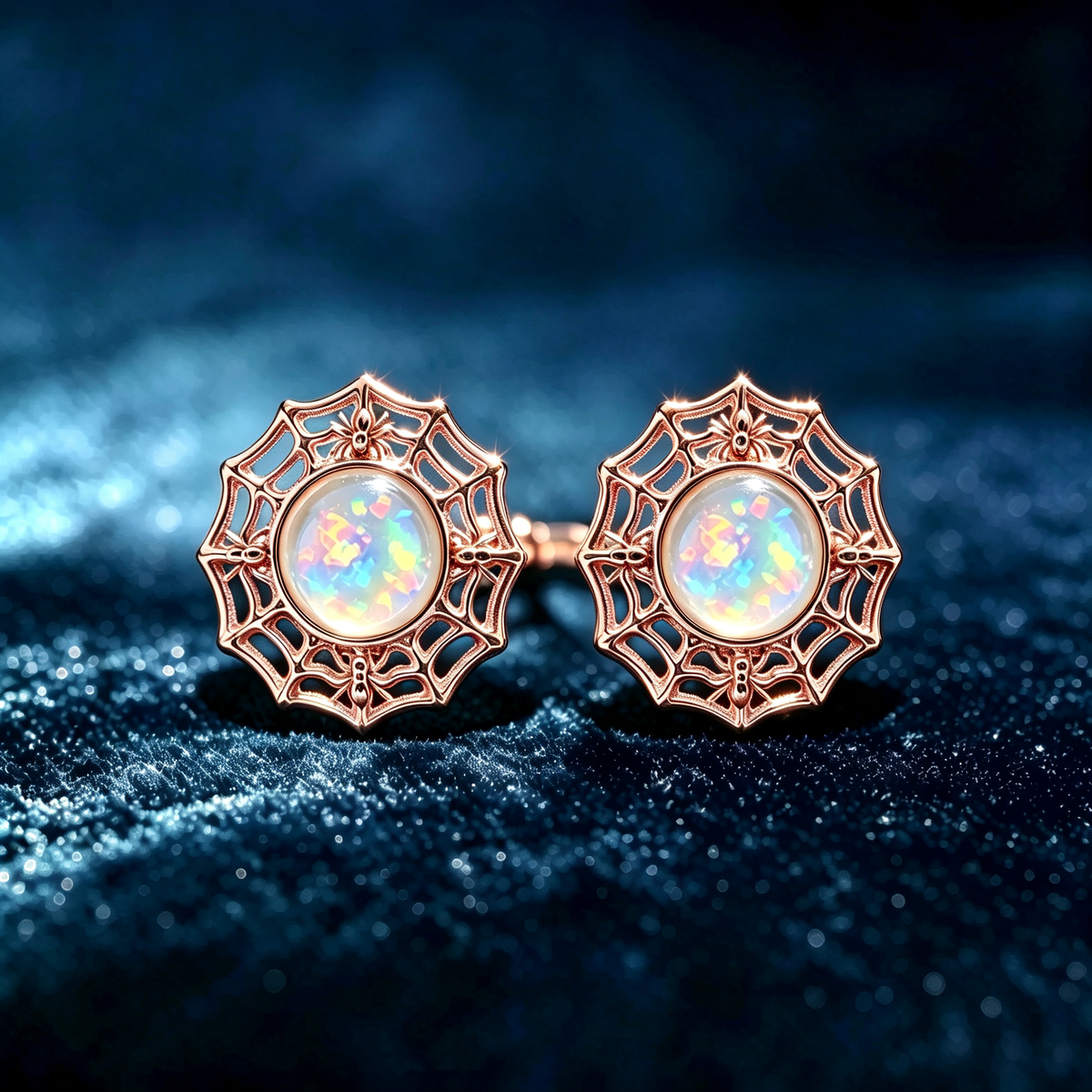 Spider Opal Stud Earrings