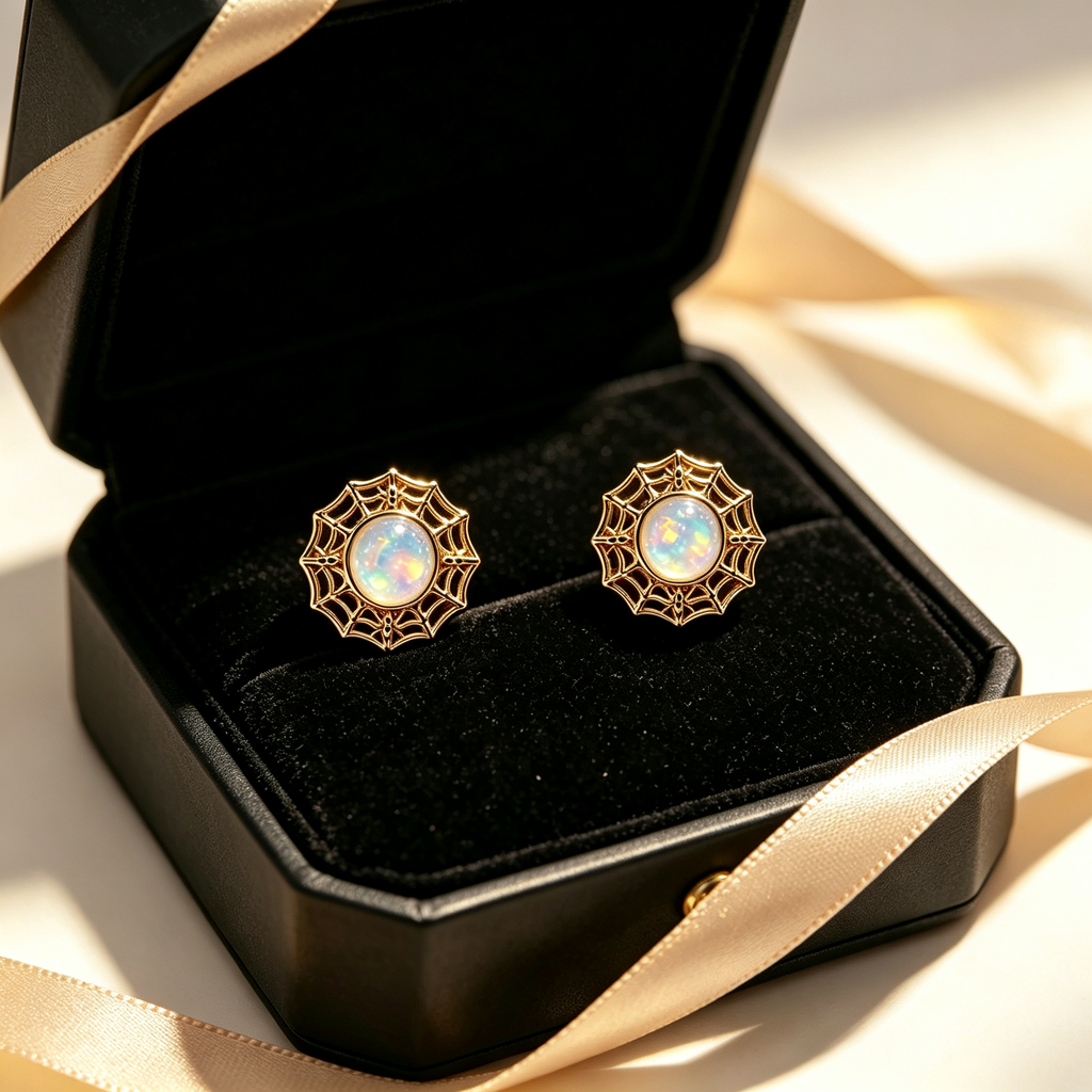 Spider Opal Stud Earrings