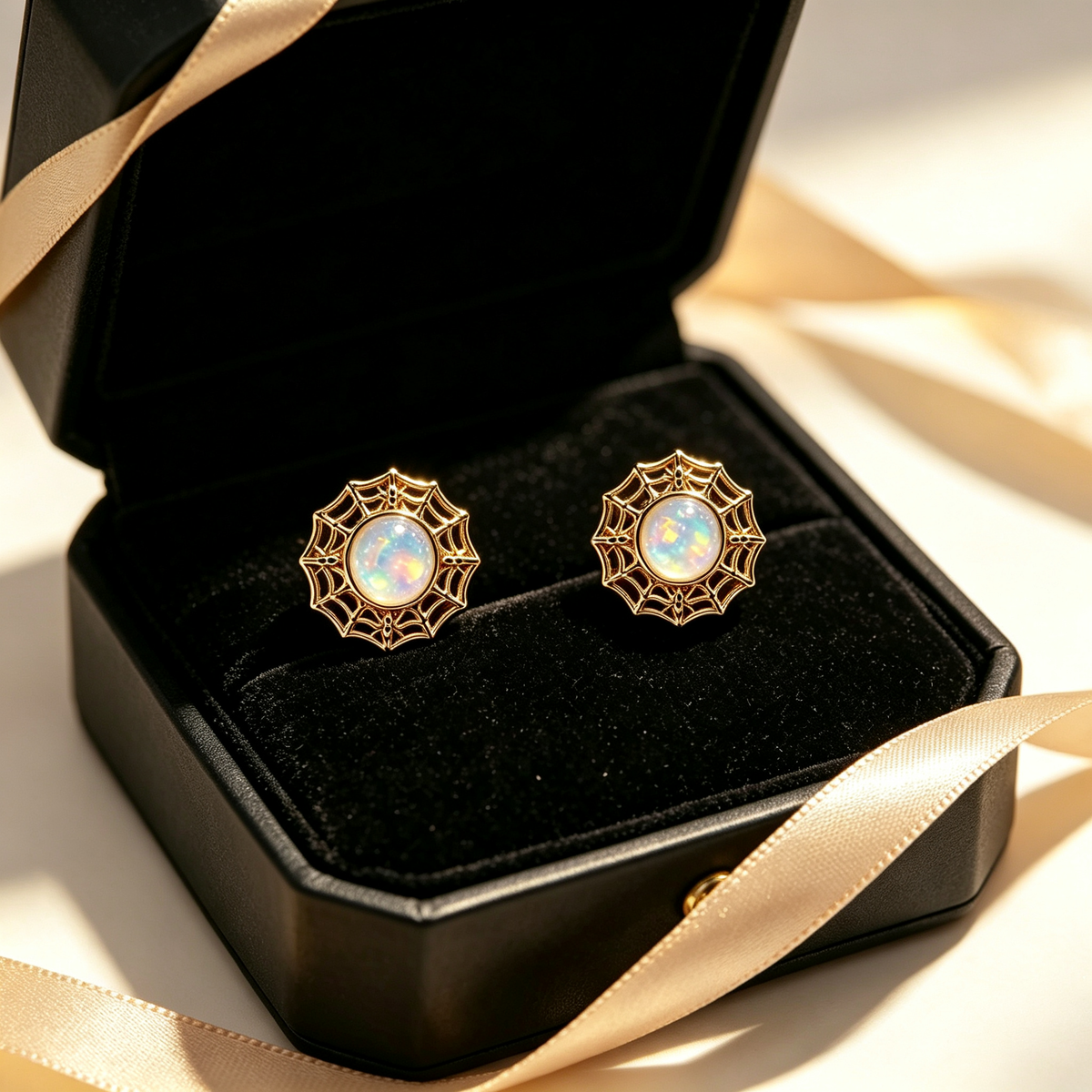 Spider Opal Stud Earrings