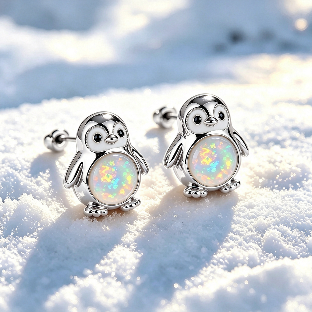 Penguin Opal Stud Earrings