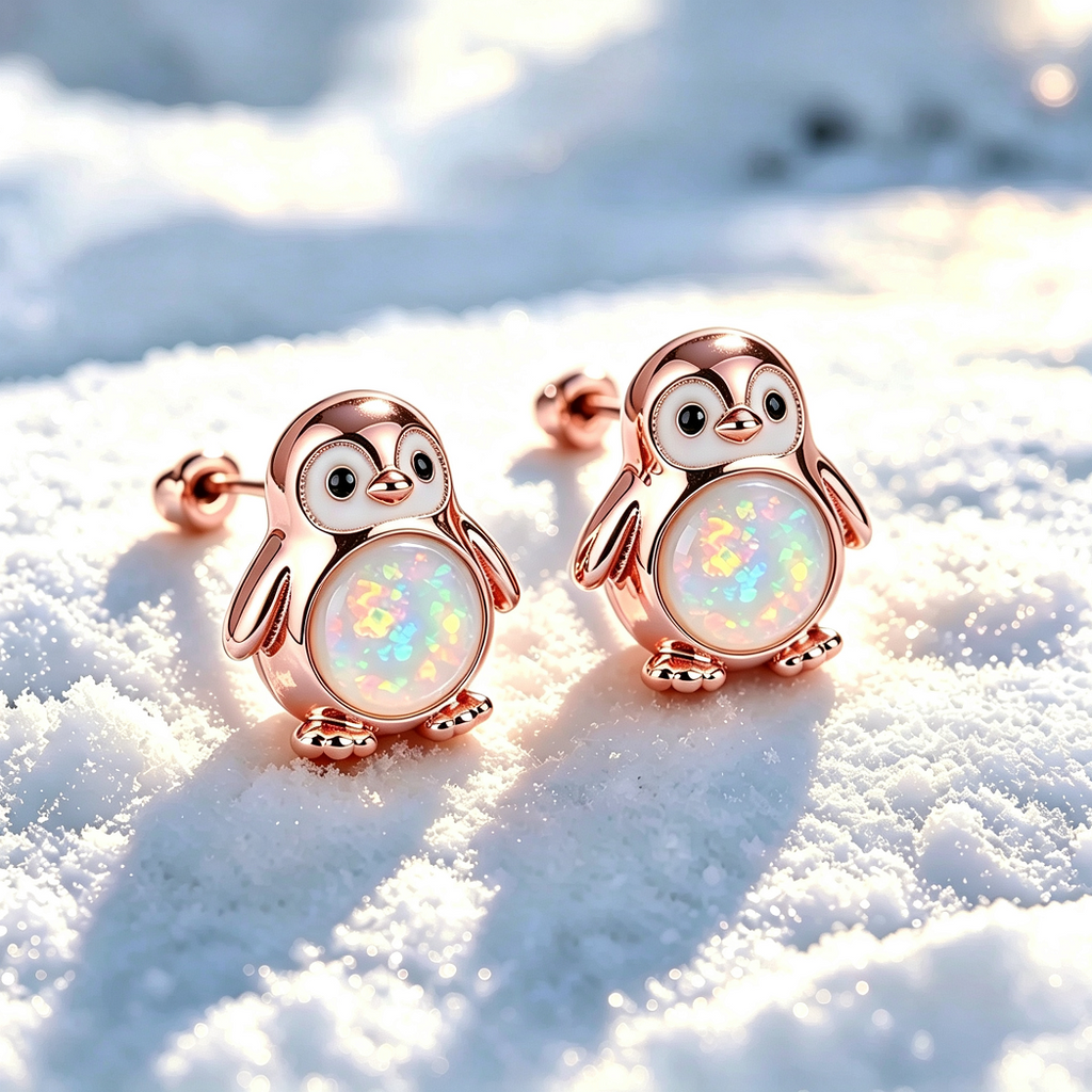 Penguin Opal Stud Earrings