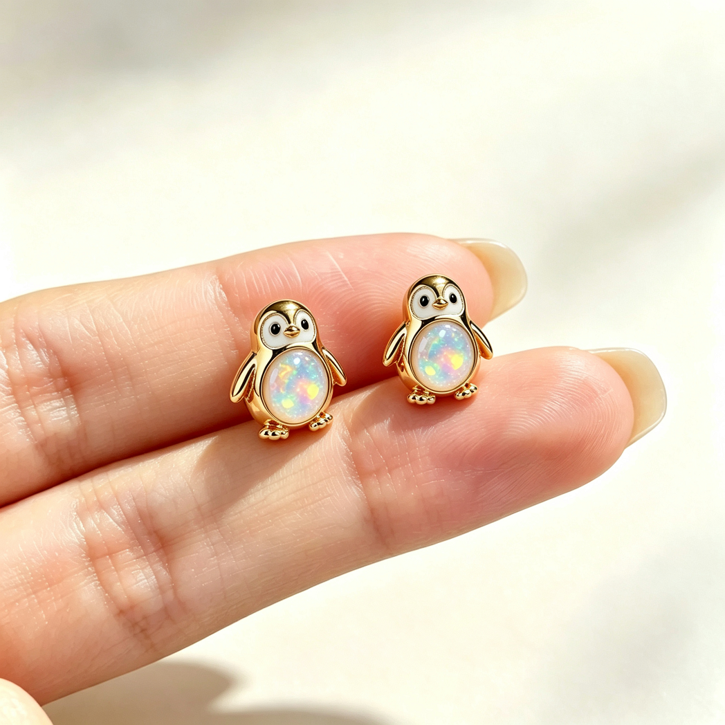 Penguin Opal Stud Earrings