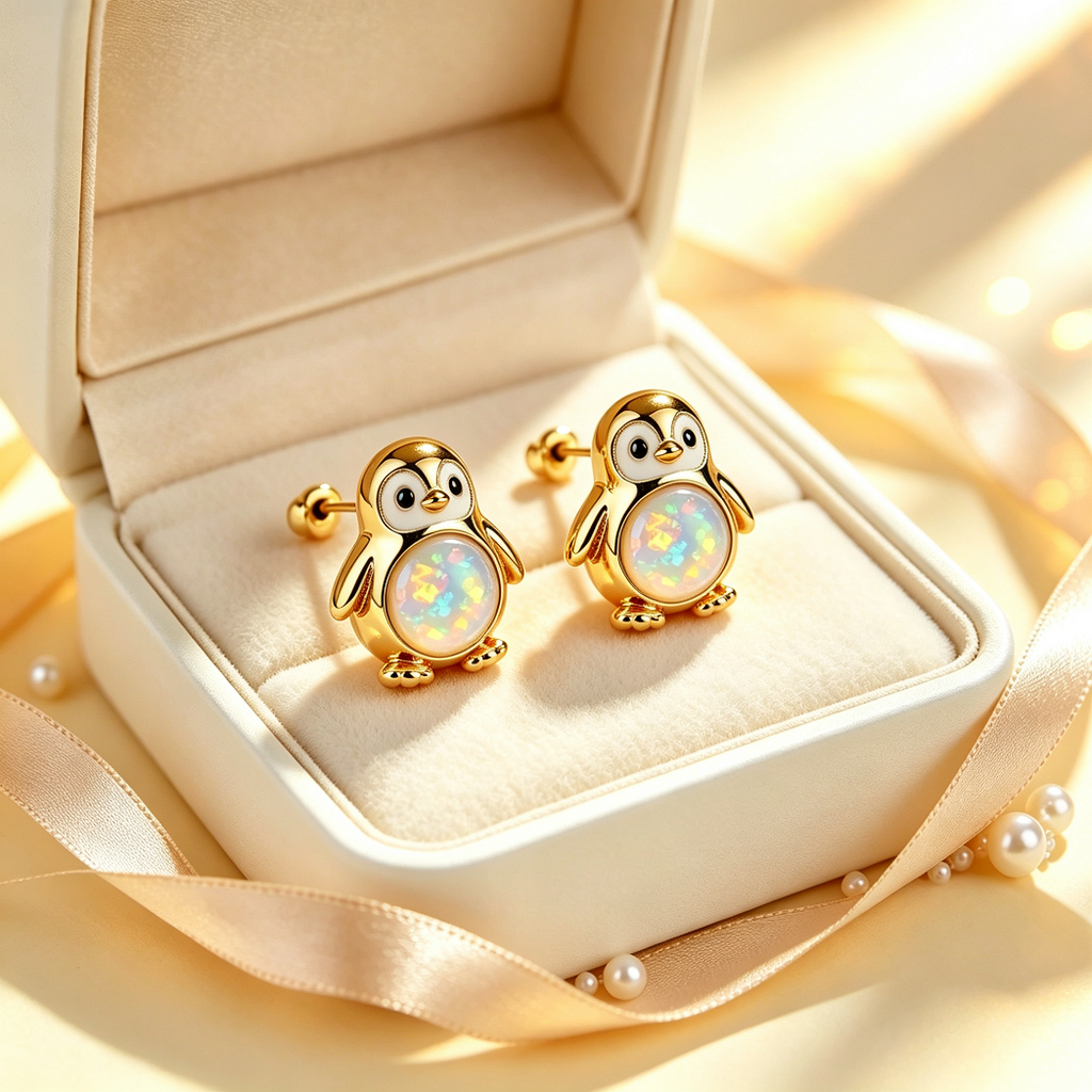 Penguin Opal Stud Earrings