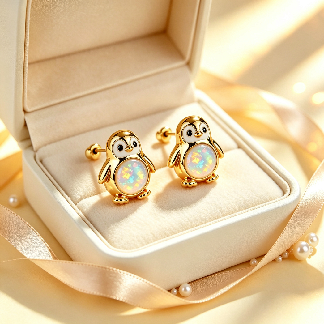 Penguin Opal Stud Earrings