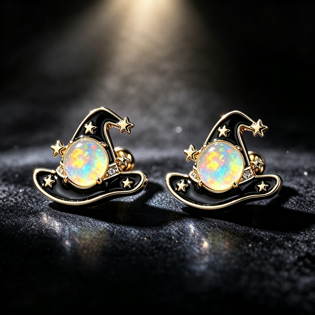 Witch Hat Opal Stud Earrings
