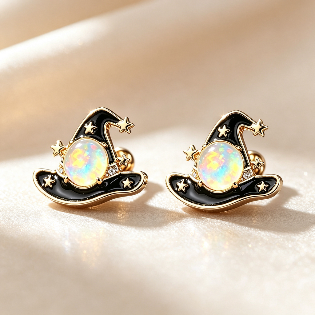 Witch Hat Opal Stud Earrings