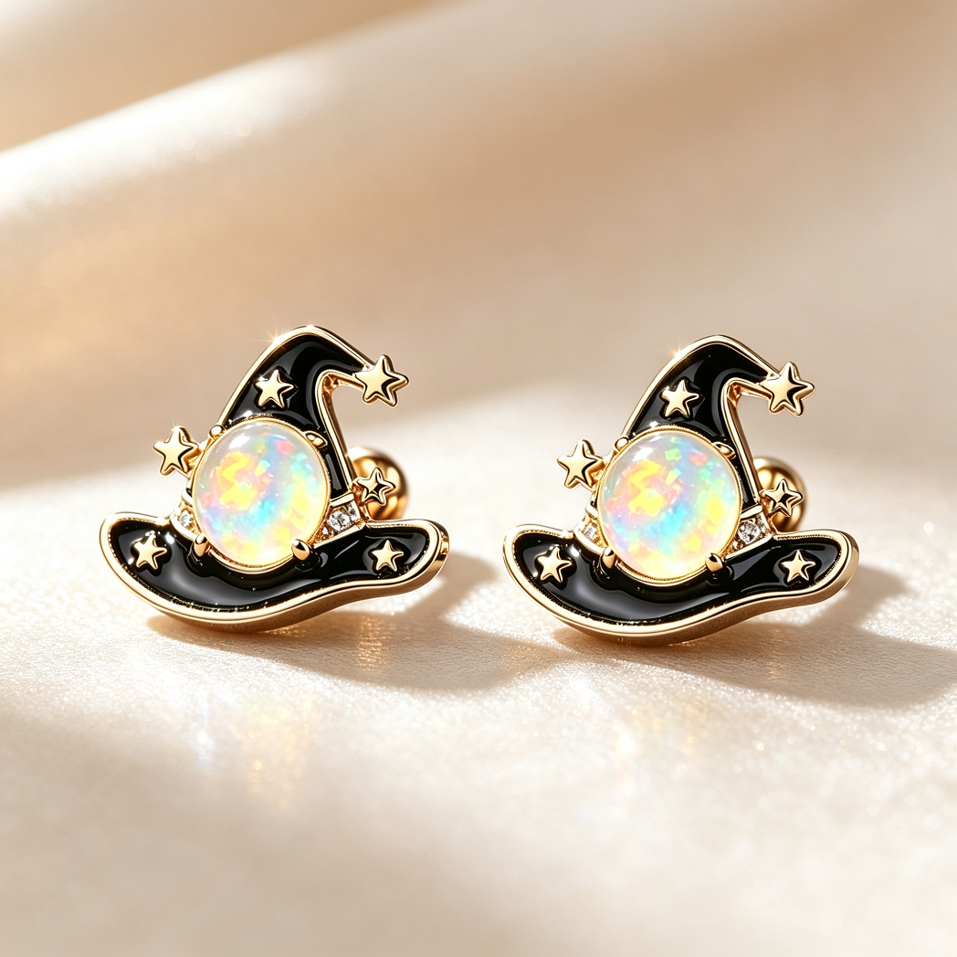 Witch Hat Opal Stud Earrings