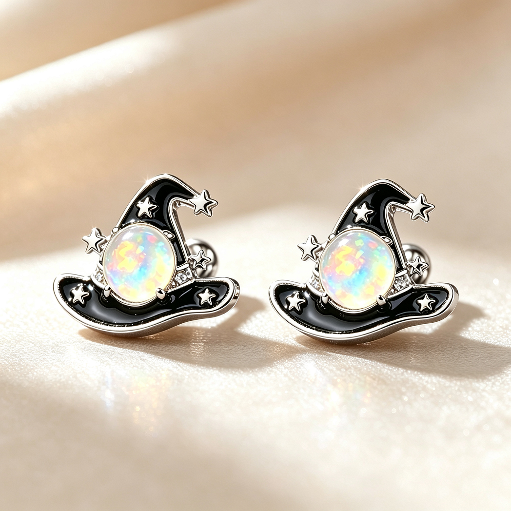 Witch Hat Opal Stud Earrings