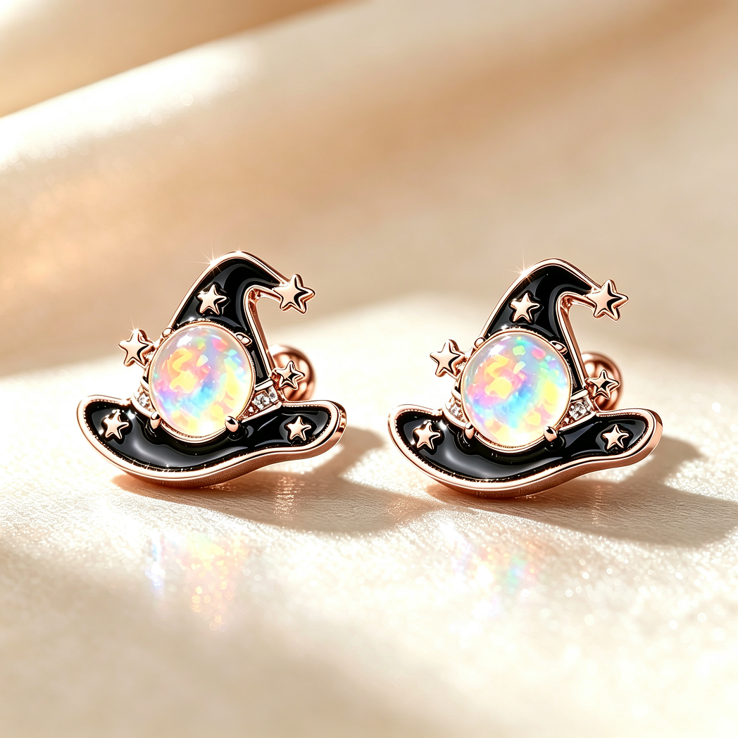 Witch Hat Opal Stud Earrings