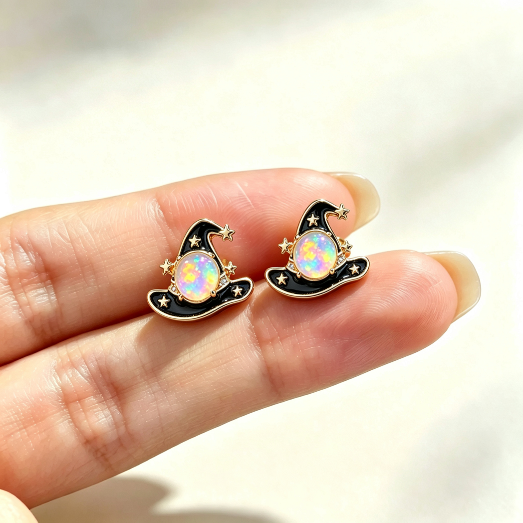 Witch Hat Opal Stud Earrings