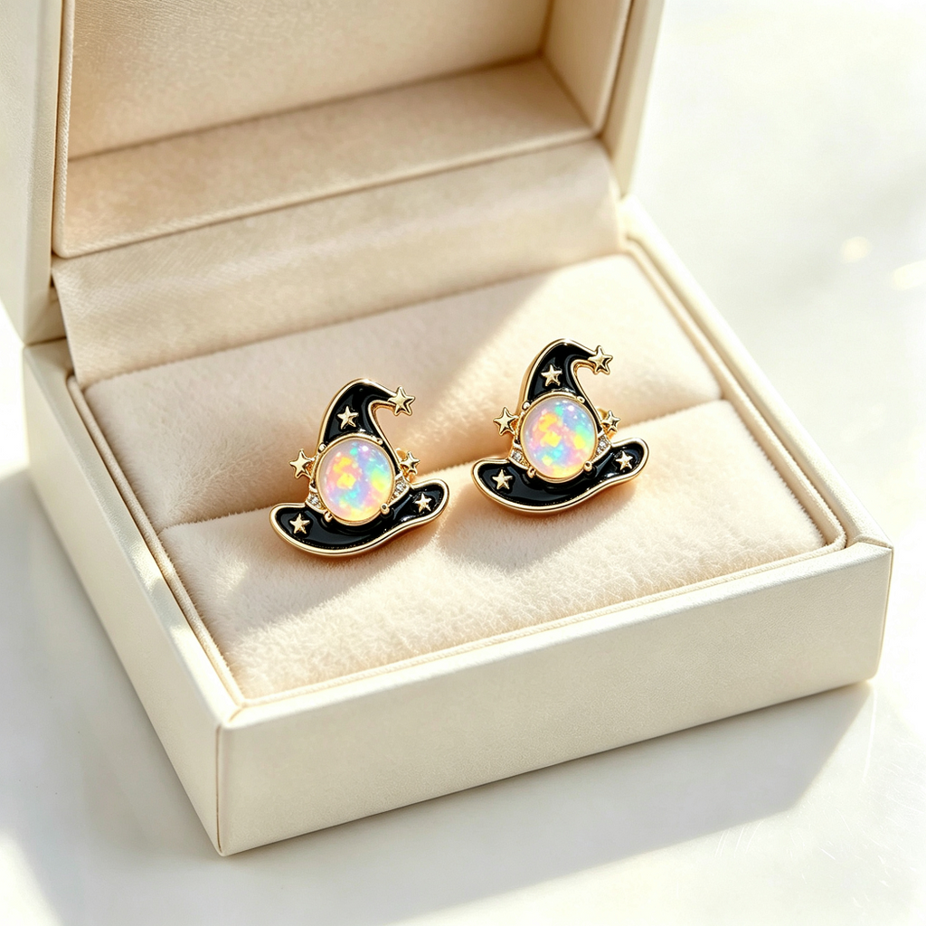Witch Hat Opal Stud Earrings