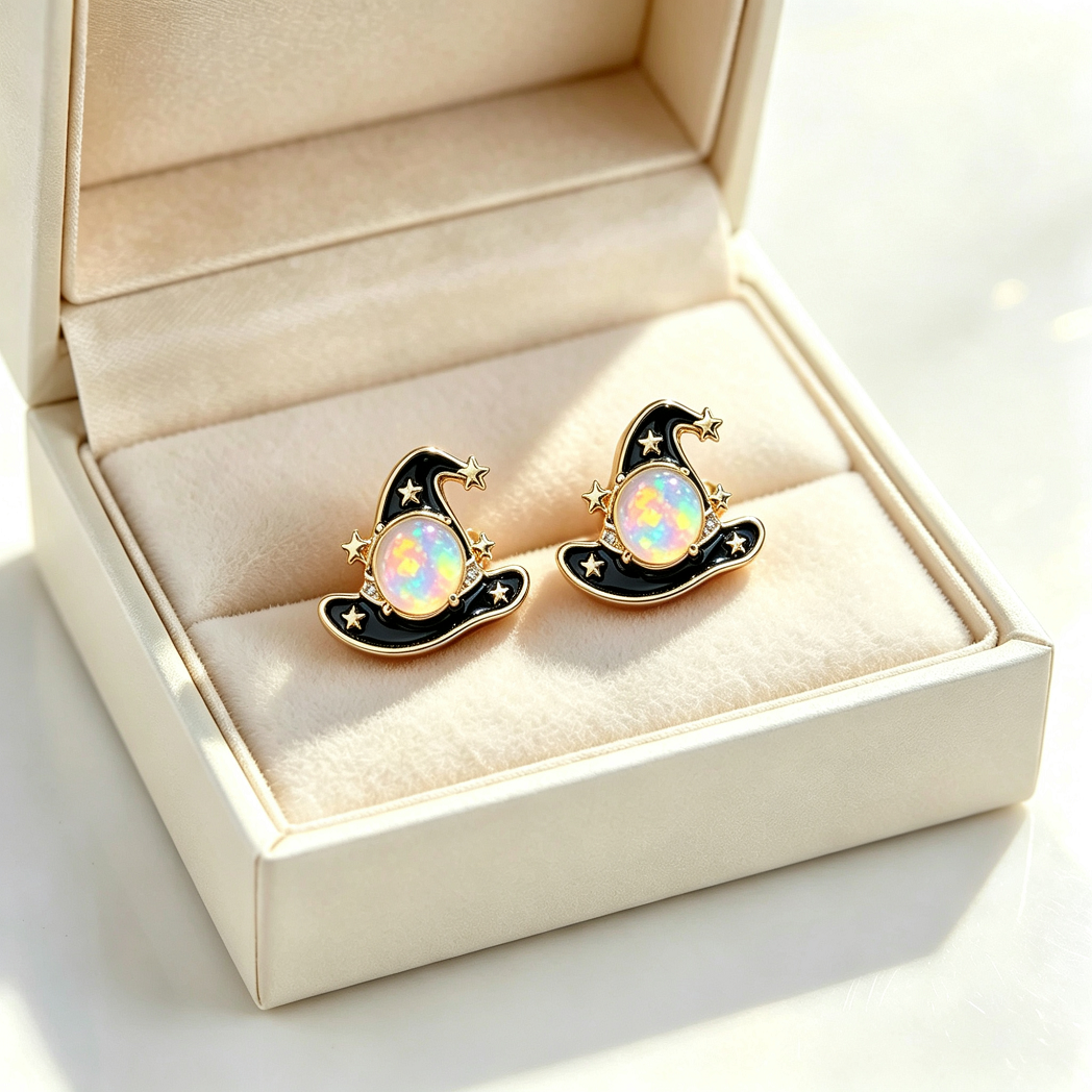 Witch Hat Opal Stud Earrings