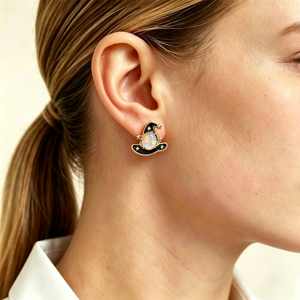Witch Hat Opal Stud Earrings