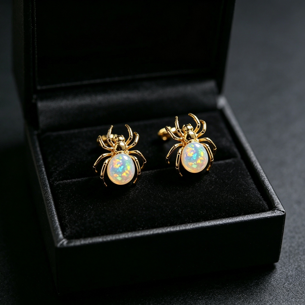 Spider Opal Stud Earrings