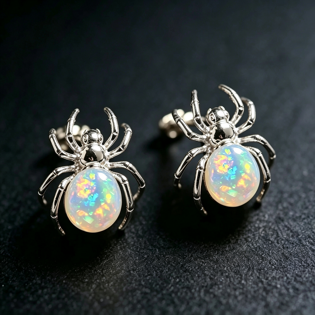 Spider Opal Stud Earrings