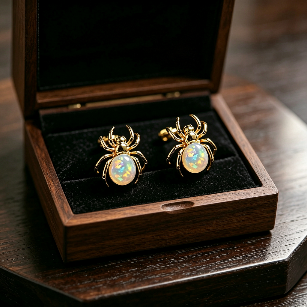 Spider Opal Stud Earrings