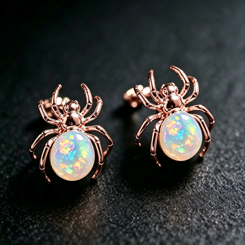 Spider Opal Stud Earrings
