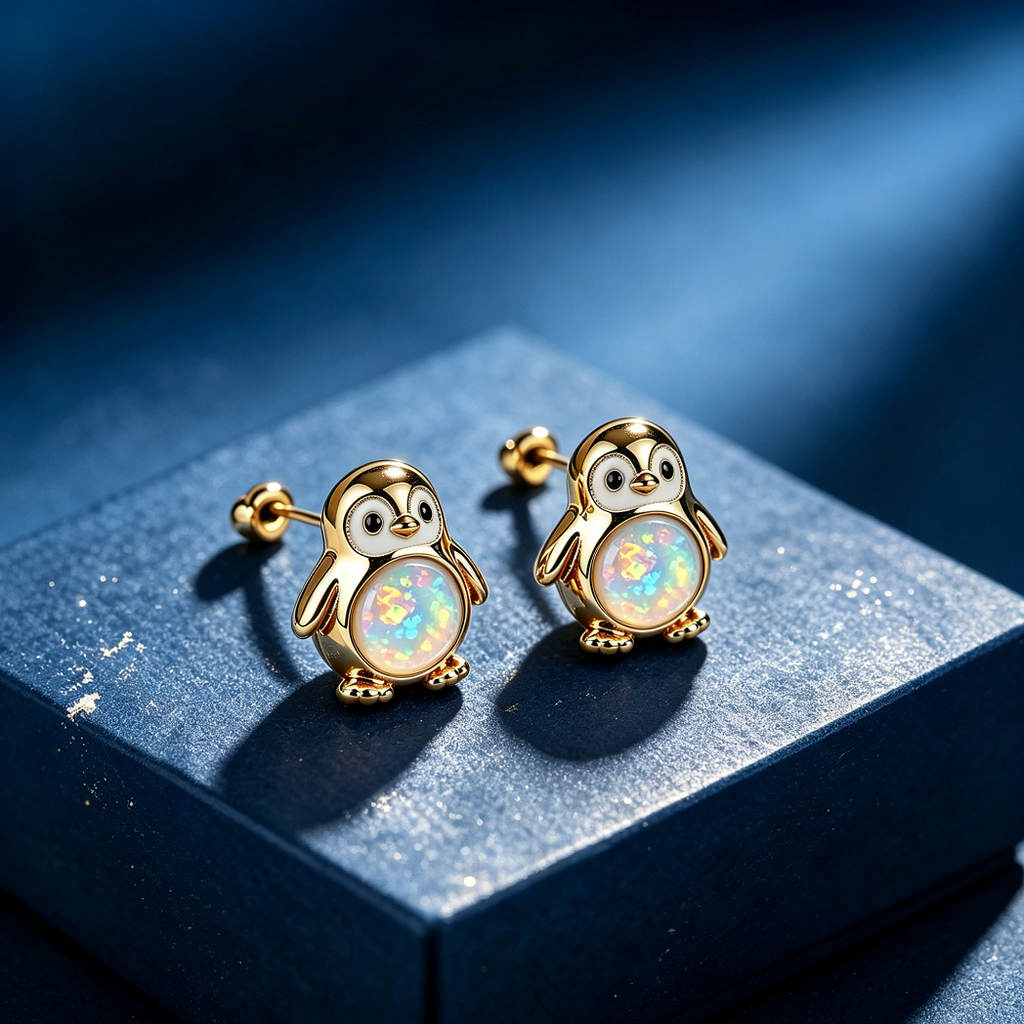 Penguin Opal Stud Earrings