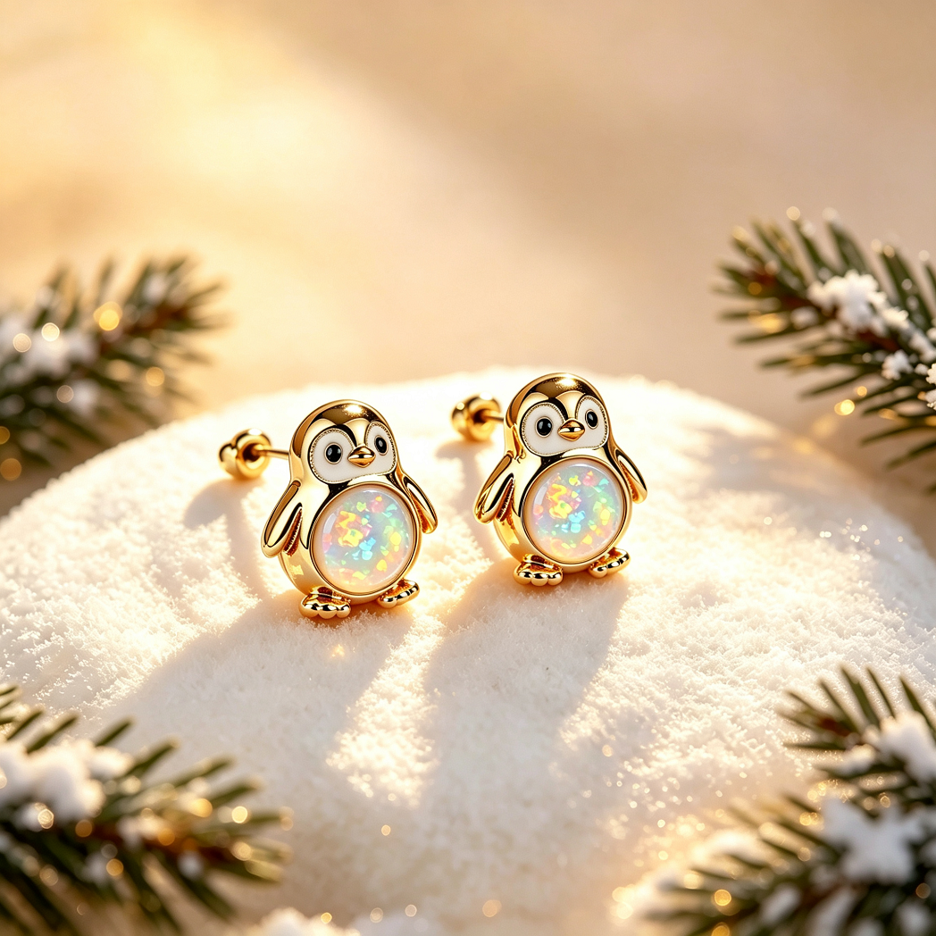 Penguin Opal Stud Earrings