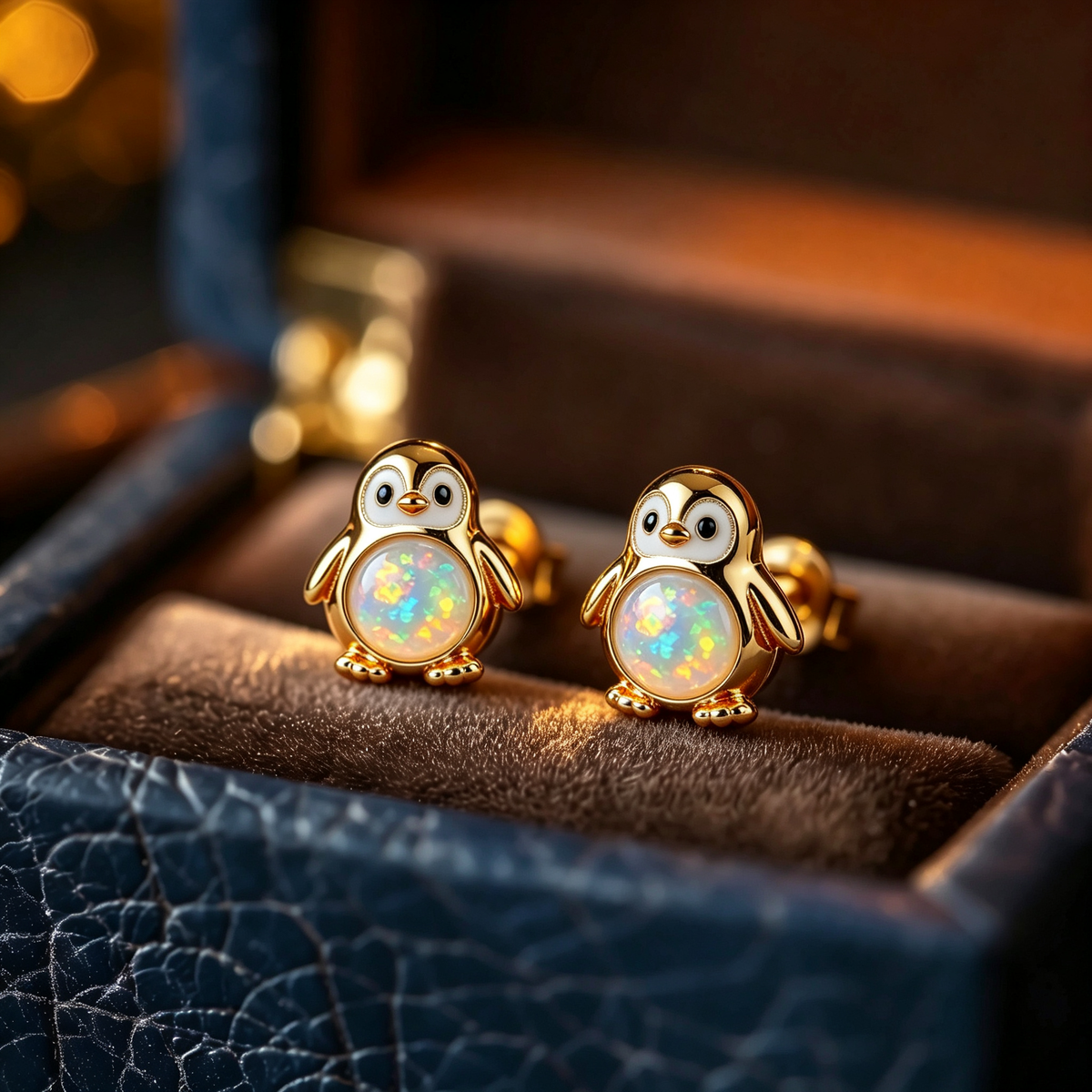 Penguin Opal Stud Earrings