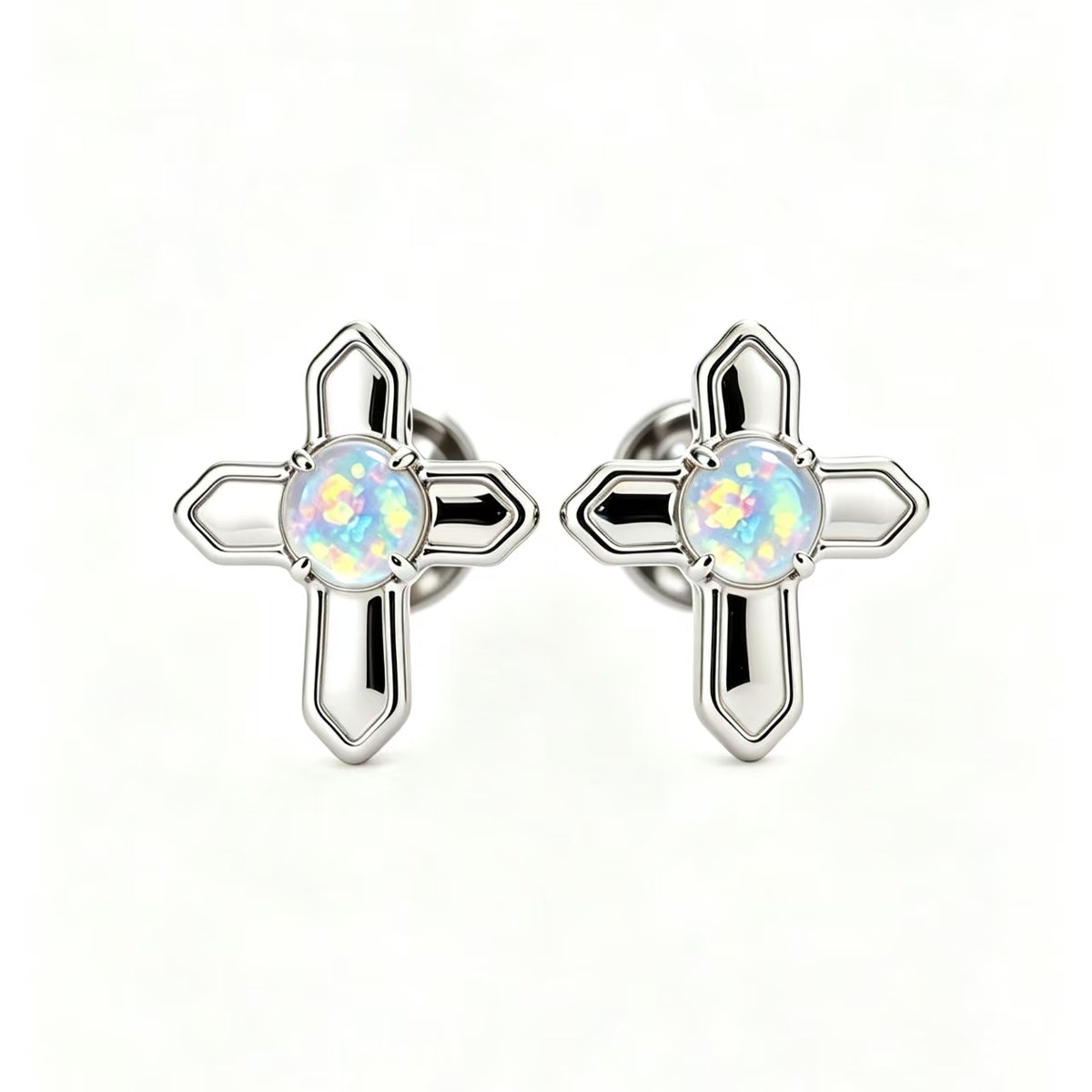 Cross Opal Stud Earrings