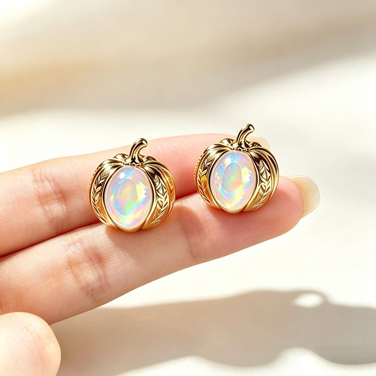 Pumkin Opal Stud Earrings