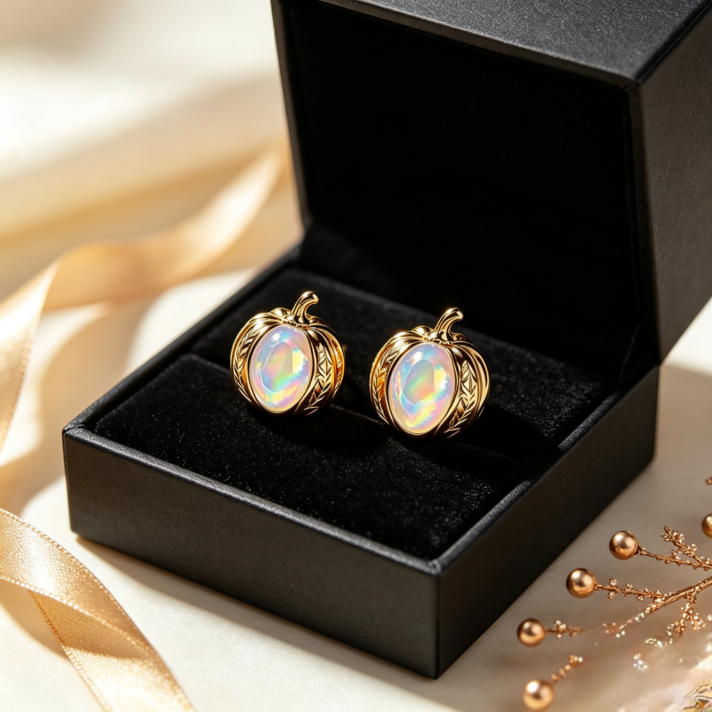 Pumkin Opal Stud Earrings
