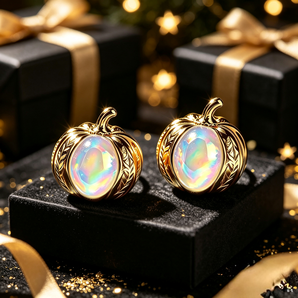 Pumkin Opal Stud Earrings