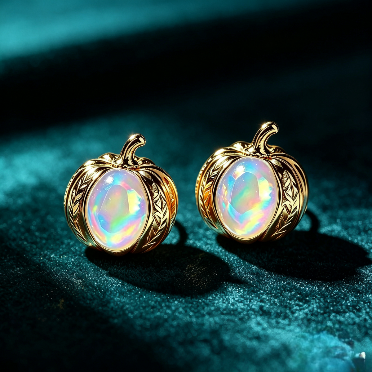 Pumkin Opal Stud Earrings