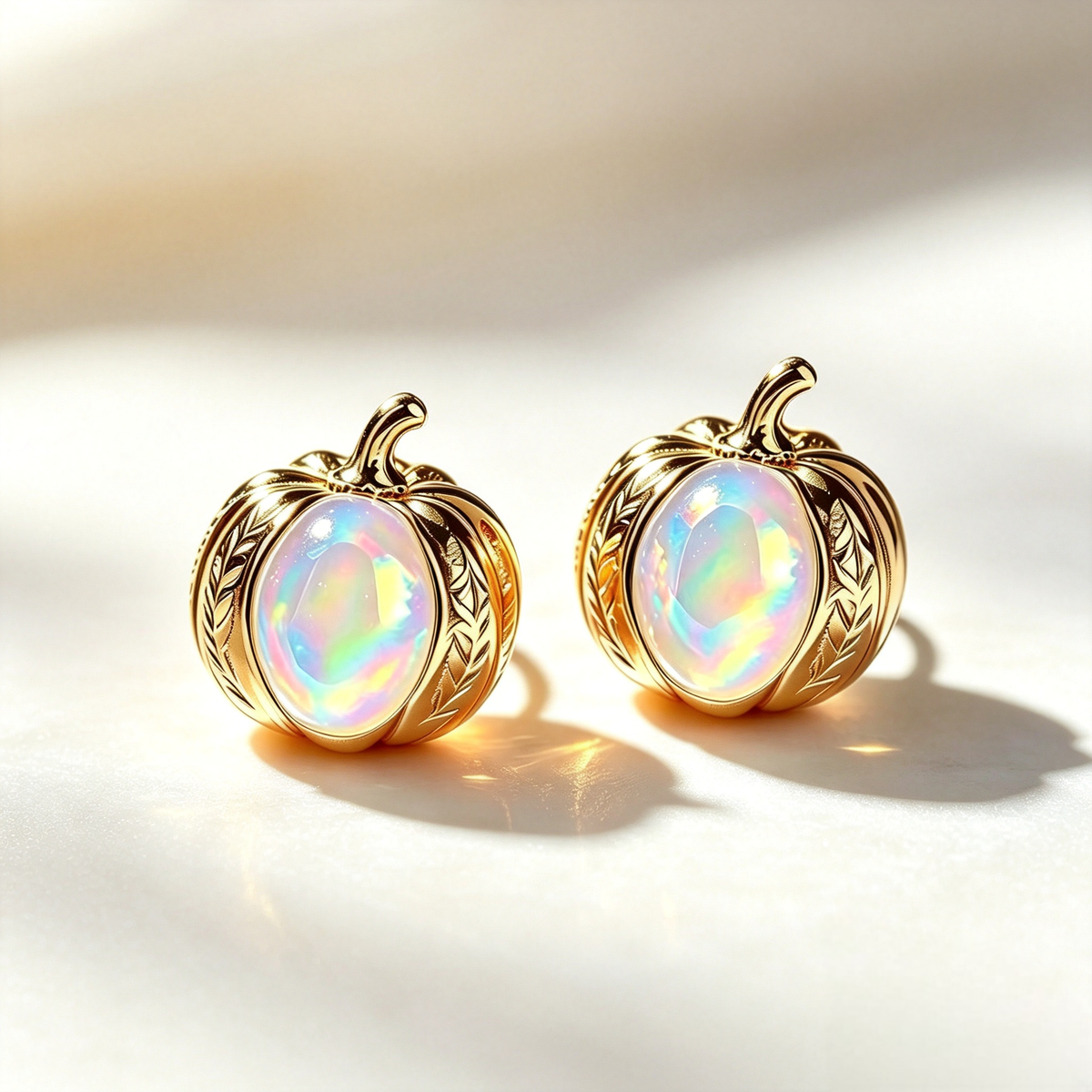 Pumkin Opal Stud Earrings