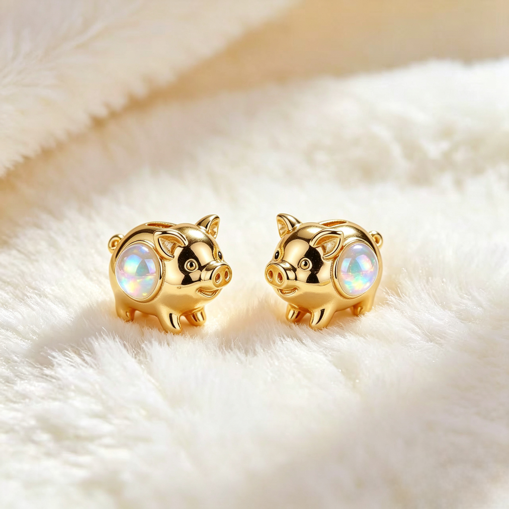 Pig Opal Stud Earrings
