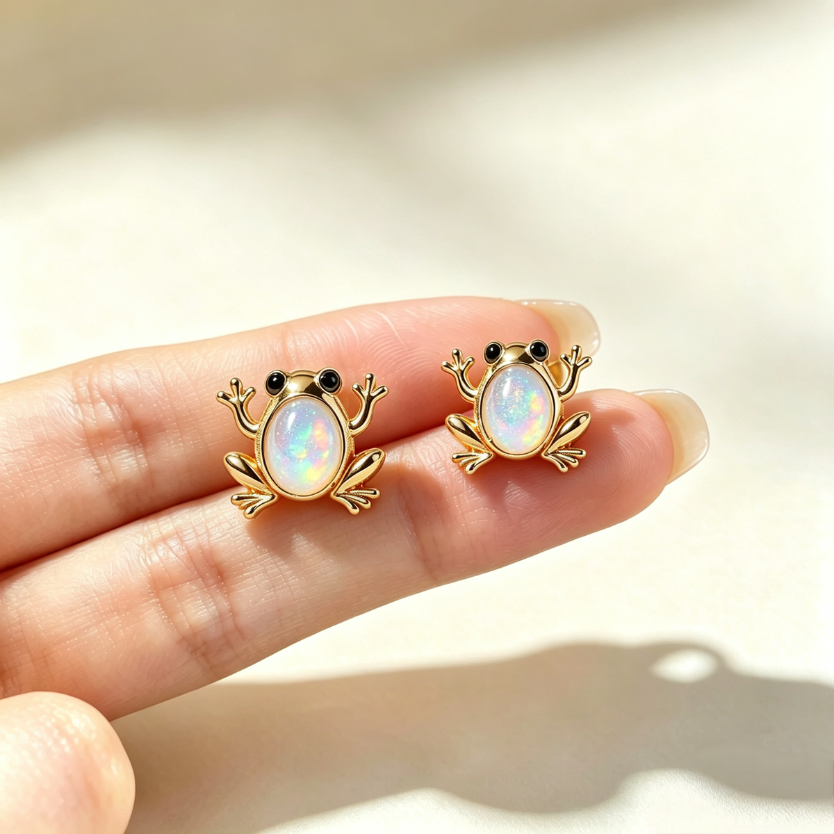 Frog Opal Stud Earrings
