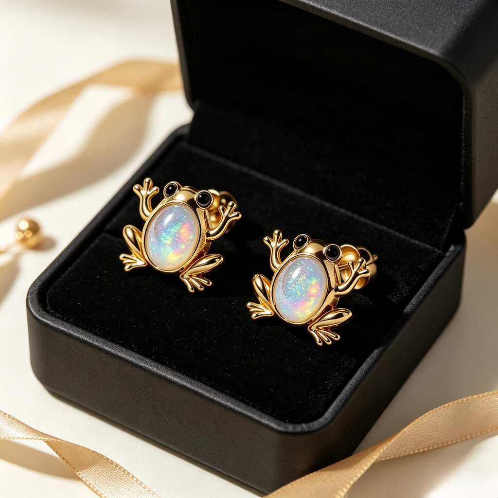 Frog Opal Stud Earrings