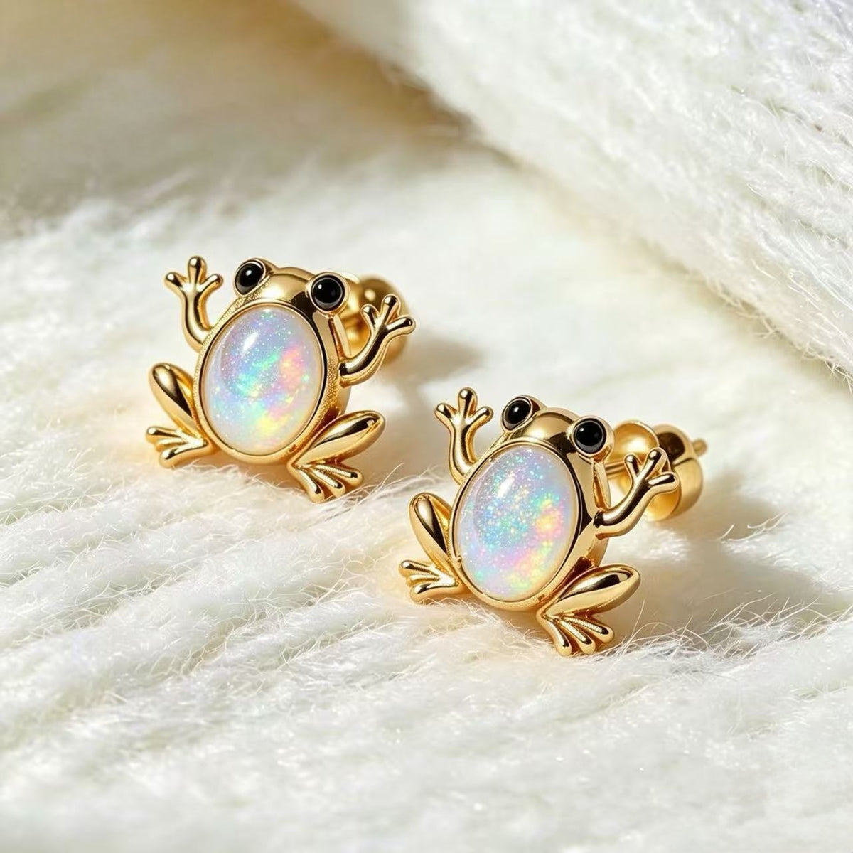 Frog Opal Stud Earrings