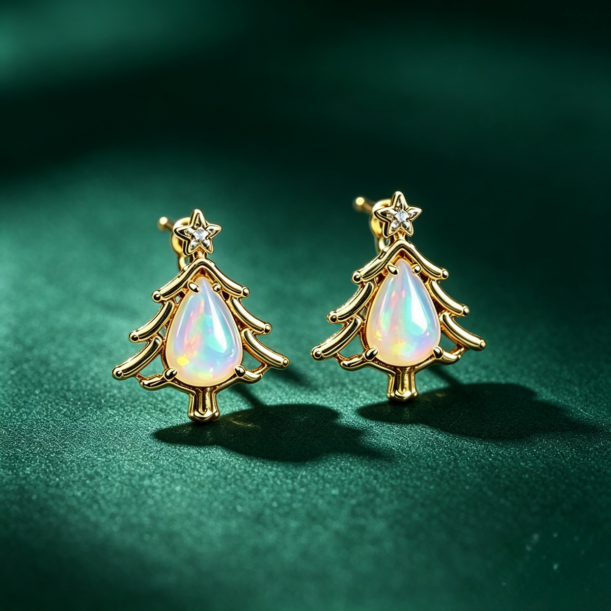 Christmas Tree Opal Stud Earrings