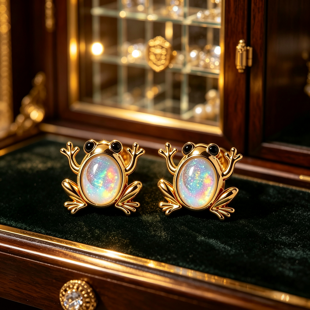 Frog Opal Stud Earrings