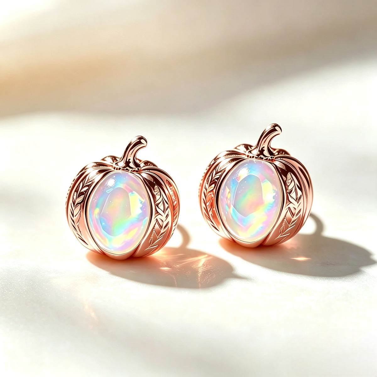 Pumkin Opal Stud Earrings
